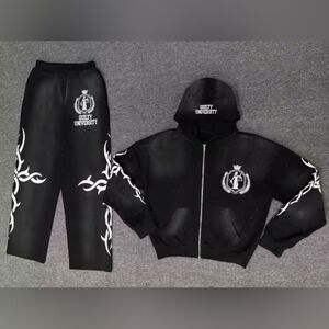 Guilty University Black Hoodie and Pants Set